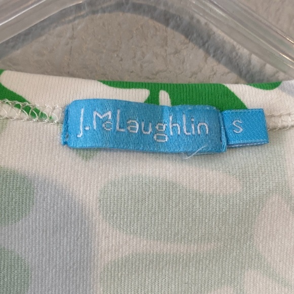 J McLaughlin Womens Shirt Small Blue Green Nylon 3/4 Sleeve Pullover Top - Picture 2 of 3